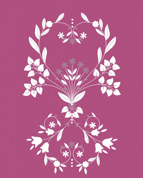 Design Show, HEARTFELT (Florales Muster, Ornamente, verspielt, dekorativ, Wunschgröße, Wohnzimmer, Treppenhaus, weiß/pink)