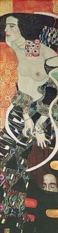Gustav Klimt, Judith II (Salome). 1909 (Jugendstil,20. Jahrhundert,Öl auf Leinwand,Venedig,Galleria d'Arte Moderna,1862-1918,Klimt,Gustav,Klimt, Gustav Klimt,Altes Testament,Judith,Krallen,femme fatale,Frau,Hochformat,Jugendstil,Kopf,Holofernes)