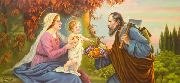 Giovanni, HL. FAMILIE (Maria, Jesuskind, Joseph, heilige Familie, Zimmermann, Handwerker,  Mutterliebe,  religiös, Schlafzimmer, Wohnzimmer, Wunschgröße, Handtuchbild,  bunt)