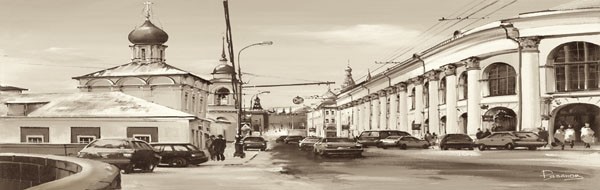 Ryazanov, WARWARKA STREET MOSCOW (Photografie, Fotokunst, Moskau,  Städte, Englischer Hof, Straße, Architektur, Gebäude, Wohnzimmer, Wunschgröße, schwarz/weiß)