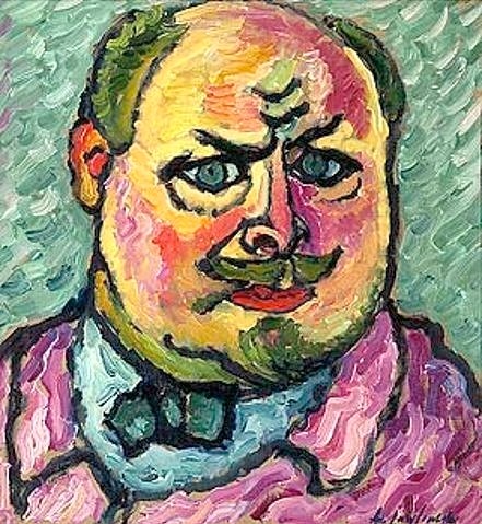 Alexej von Jawlensky, Selbstbildnis 1912. (Jawlensky,Alexej von,Privatbesitz,1864-1941,Öl/Karton,Selbstbildnisse,Jawlensky,Jawlensky, Alexej von 1864-1941)