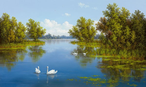 Slava, FLUß MIT SCHWÄNEN I (LANDSCHAFT NOSTALGIE)