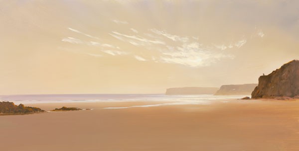 Spencer Lee, BEYOND THE BREAKERS I (Meeresbrise, Landschaften, Ebbe, Gezeiten, Küste, Felsen, Strand, Sand, Sonne, Büro, Wohnzimmer, Malerei, Wunschgröße, bunt)