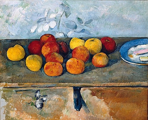 Paul Cézanne, Stilleben mit Äpfeln und Keksen. 1879-82 (Stillleben,19. Jahrhundert,Paris,Musée de l'Orangerie,1839-1906,Cézanne,Paul,Obststillleben,Cézanne, Paul Cezanne,Stilllleben,Obst,Äpfel,Post-Impressionismus)