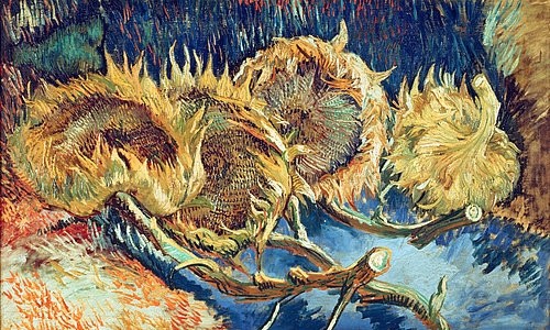 Vincent van Gogh, Vier abgeschnittene Sonnenblumen. 1887. (Gogh,Vincent van,1853-1890,Otterlo,Museum Kröller-Müller,Blumen,Gogh, Vincent van 1853-1890,Sonnenblumen)