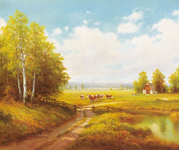 Max Weber, KÜHE AUF DER WEIDE (LANDSCHAFT)