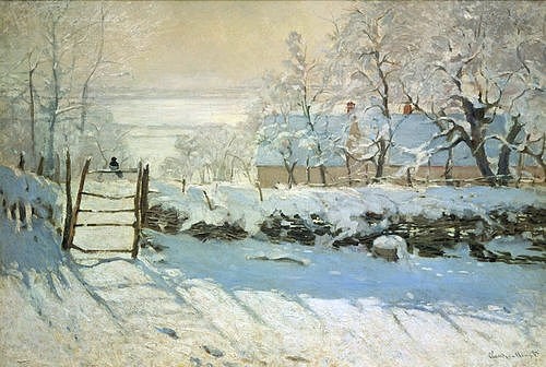 Claude Monet, Die Elster. 1868/69 (Monet,Claude,1840-1926,Paris,Musée d'Orsay,Winter,Monet, Claude,impressionismus,impressionistisch,schnee,verschneit,landschaft,vogel,französisch)