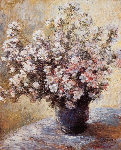 Claude Monet, Blumenvase (Offset) (Stillleben, Blüten, Blumentrauss,Impressionismus, Esszimmer, Wohnzimmer, Wintergarten, Treppenhaus, bunt, Klassiker)
