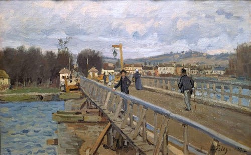 Alfred Sisley, Holzbrücke in Argenteuil. 1872. (Sisley,Alfred,Paris,Musée d'Orsay,1839-1899,Brücken,Sisley, Alfred 1839-1899)