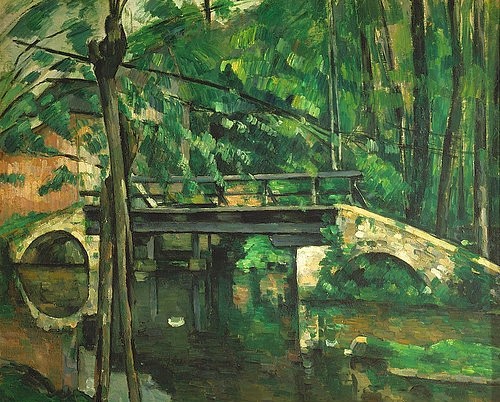 Paul Cézanne, Die Brücke in Maincy. Gegen 1879 (Öl auf Leinwand,19. Jahrhundert,Paris,Musée d'Orsay,1839-1906,Cézanne,Paul,Brücke,Cézanne, Paul 1839-1906,Mennecy,Fluss,Landschaft,Post-Impressionismus)