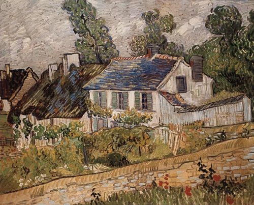 Vincent van Gogh, Häuser in Auvers (Offset) (Dorf, Häuser, Südfrankreich, Idylle, verträumt, Impressionismus, Klassiker, Wohnzimmer, Arztpraxis, bunt)