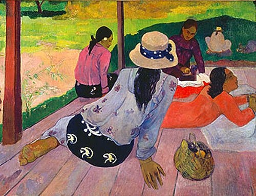 Paul Gauguin, Siesta. Um 1892-94 (Gauguin,Paul,1848-1903,New York,Metropolitan Museum,Öl auf Leinwand,Südsee,Gauguin, Paul 1848-1903,Annenberg,Walter Annenberg,Annenberg Collection, Palm Springs)
