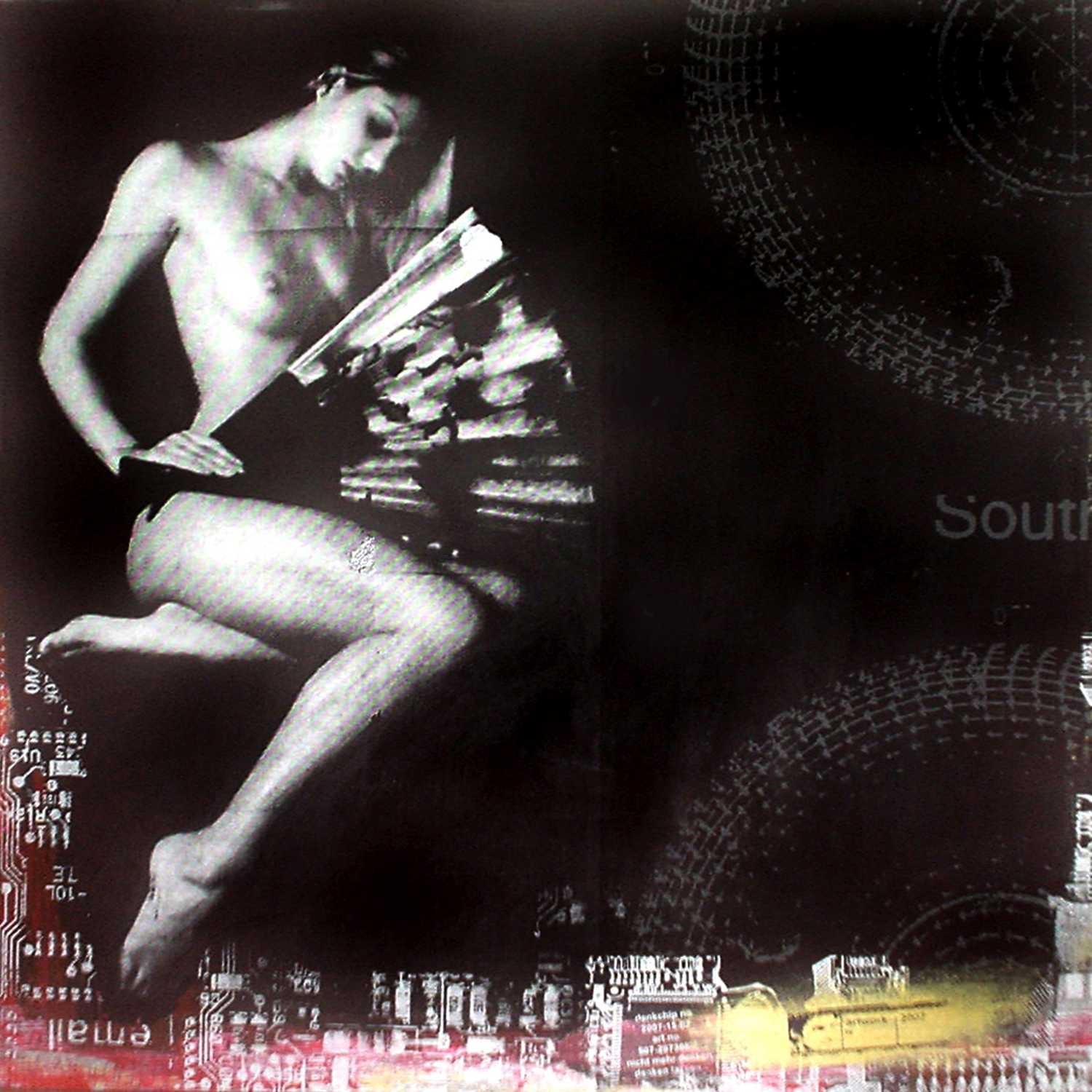 Peter Sander, Die Geliebte (Aktfotografie, Fächer, nackte Frau, Popart Künstler, modern, illustrativ, Wunschgröße, Treppenhaus, Wohnzimmer,)
