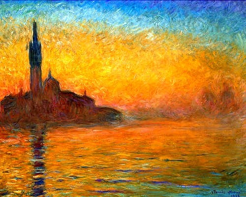 Claude Monet, Venedig bei Sonnenuntergang. 1908 (Monet,Claude,1840-1926,Tokyo,Bridgestone Museum of Art,20. Jahrhundert,Venedig,Abend,Italien,Kirche,Monet, Claude Monet,französisch,Impressionismus,Himmel,Licht)