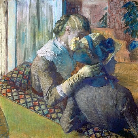 Edgar Degas, Zwei Frauen. (Privatbesitz,1834-1917,Degas,Edgar,Dialog,Frauen, Junge,Frauen,Degas, Edgar 1834-1917,Gespräch,vertraut,Freundinnen,Annenberg,Walter Annenberg, Palm Springs, französischer impressionismus,impressionistisch,französisch)