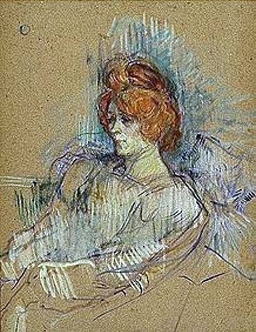 Henri de Toulouse-Lautrec, Bildnis einer Dame. 1897 (München,Neue Pinakothek,Toulouse-Lautrec,Henri de,1864-1901,Malkarton,jung,Frau,Toulouse-Lautrec,19. Jahrhundert,bildnis,rothaarig, Bayerische Staatsgemäldesammlungen)