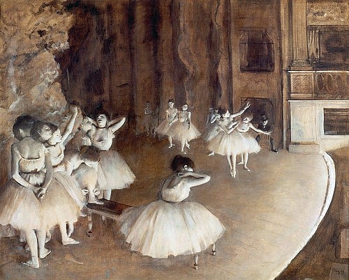 Edgar Degas, Ballettprobe auf der Bühne. 1874 (Degas,Edgar,1834-1917,Paris,Musée d'Orsay,Tanz,Theater,Degas, Edgar 1834-1917, französischer impressionismus,impressionistisch,französisch)