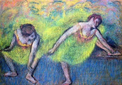 Edgar Degas, Zwei ausruhende Tänzerinnen. (Degas,Edgar,Tokyo,Collection Suzuki,1834-1917,Pastell/Papier,Tanz,Degas, Edgar 1834-1917, französischer impressionismus,impressionistisch,französisch)