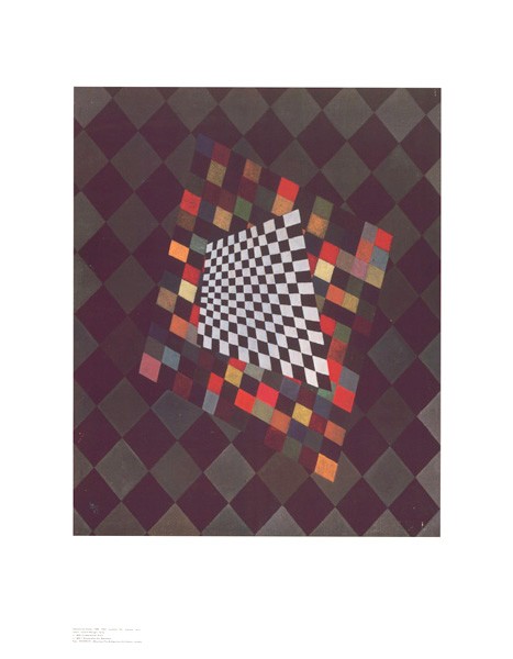 Wassily Kandinsky, Quadrat (Klassische Moderne, abstrakte Kunst, geometrische Formen, abstrakte Muster, Rauten, Drachen,  Wohnzimmer, Büro, Arztpraxis, Malerei,  bunt)