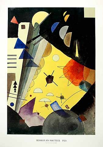Wassily Kandinsky, Tension en Hauteur (Klassische Moderne, Malerei, abstrakte Kunst, geometrische Formen, abstrakte Muster, Linien,  Wohnzimmer, Büro, Arztpraxis, bunt)