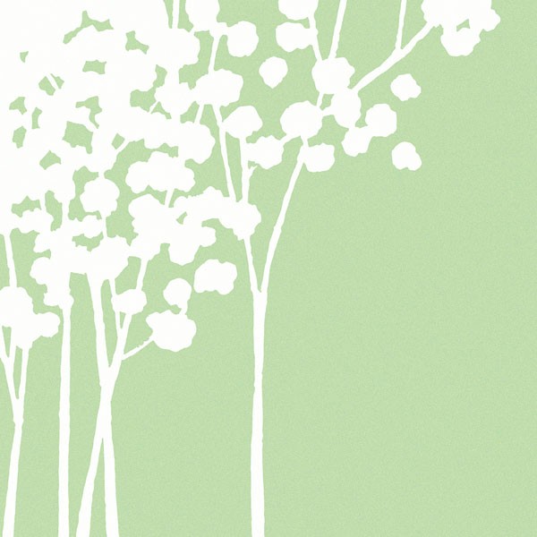Takashi Sakai, SUMMERS BOUNTY III (Pflanzen, Bäume, Blüten, modern, minimalistisch, filigran, Grafik, Wunschgröße, Wohnzimmer, Treppenhaus, Büro, grün/weiß)