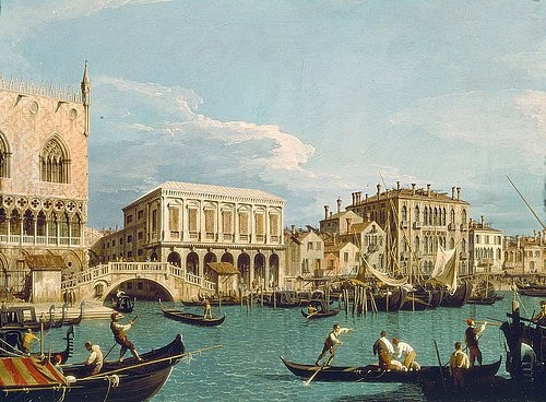 Canaletto (Giovanni Antonio Canal), Mole und Riva degli Schiavoni vom Bacino di S.Marco aus. (Canaletto (Giovanni Antonio Canal),1697-1768,Ohio,Museum of Art,Venedig,Italien,Boot,Canaletto,18. Jahrhundert)