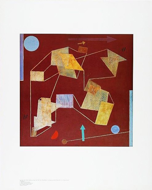 Paul Klee, Auftrieb und Weg (Offset) (Malerei, Konstruktivismus,  geometrische Formen, Farbflächen, Klassische Moderne,  Wohnzimmer, Arztpraxis, Büro, Business, bunt)