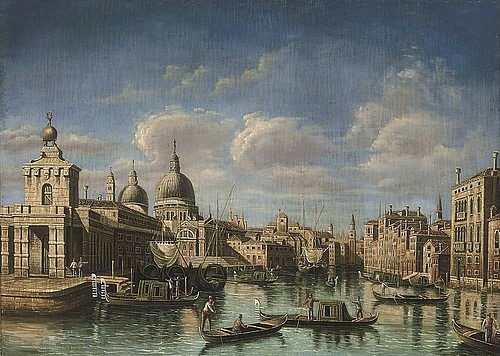 Canaletto (Giovanni Antonio Canal), Am Beginn des Canale Grande in Venedig. (Canaletto (Giovanni Antonio Canal),Christie's Images Ltd,1697-1768,Venedig,Italien,Kanäle,Verkehr,Canaletto (Giov.Antonio Canal) 1697-1768)