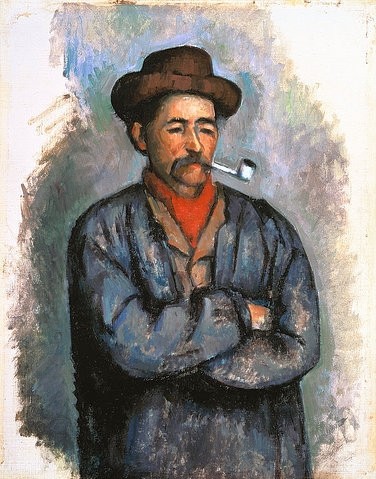 Paul Cézanne, Mann mit Pfeife (L'Homme à la pipe). Um 1890-92 (19. Jahrhundert,Öl auf Leinwand,Christie's Images Ltd,1839-1906,Cézanne,Paul,Rauchen,Cézanne, Paul 1839-1906,verschränkte Arme,Mantel,Pfeife,Hut,Mann,stehen,Schnurrbart)
