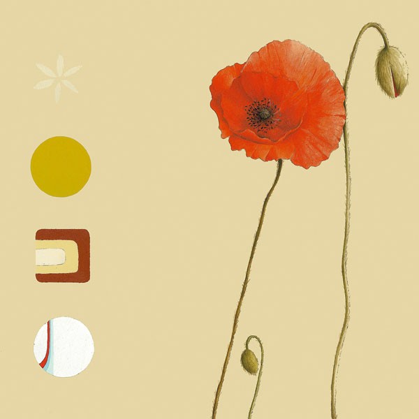 Ally & Reader Gore, POPPY (Blüte, Mohnblüte, Knospen, floral, geometrische Muster, abstrakte Malerei, Modern, Büro, Wohnzimmer, Wunschgröße, bunt)