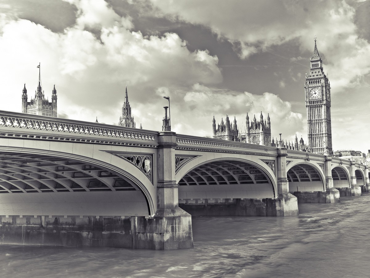 Konfiguration benutzen (London, Metropole, Beücke, Turm, Big Ben, Wahrzeichen, Fluss, Themse, Wunschgröße, Fotokunst, Wohnzimmer, Treppenhaus, schwarz/weiß)