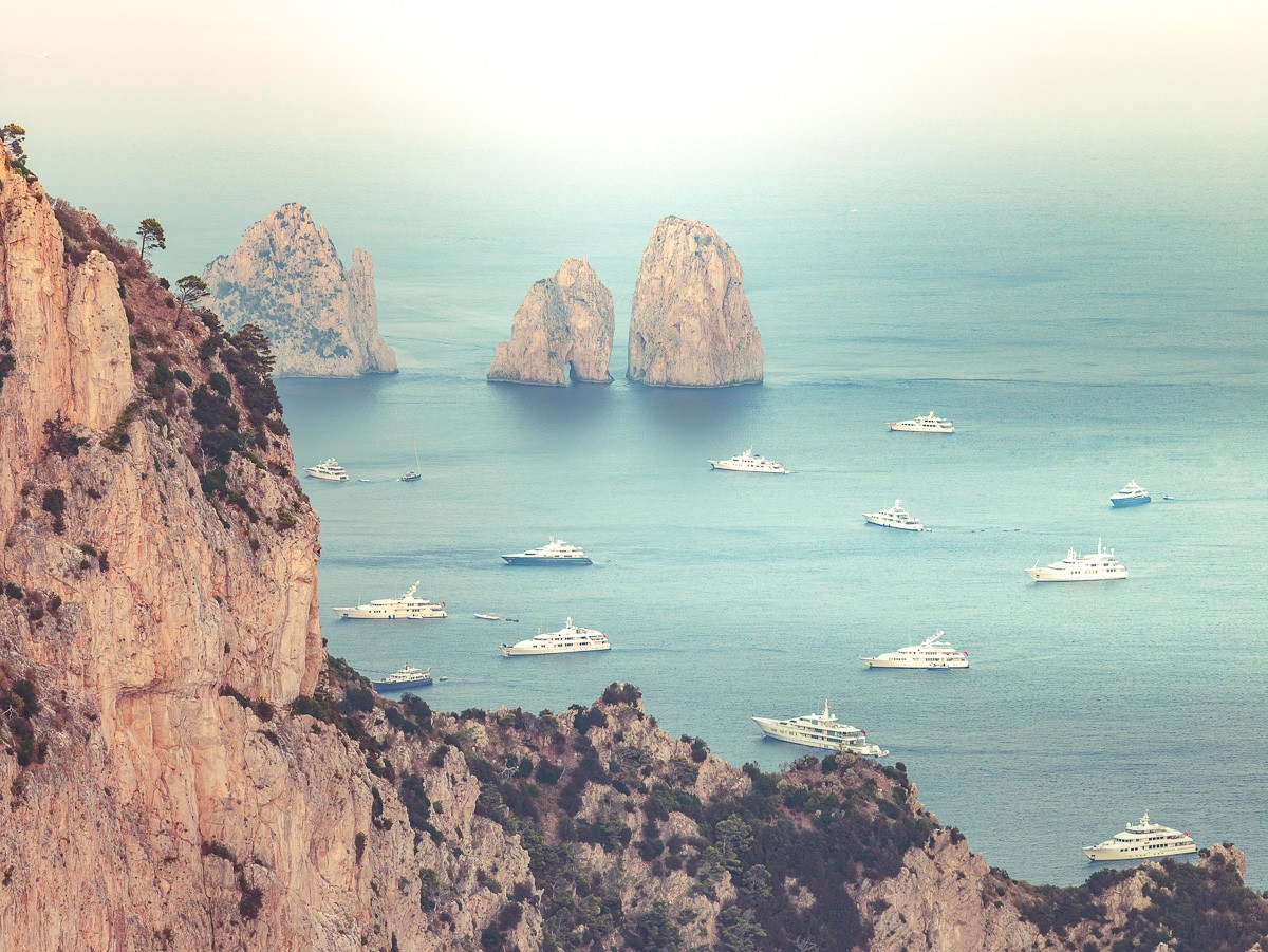 Konfiguration benutzen (Landschaft, Meer, Küste, Boote, Felsen, Faraglioni Felsen, Capri, Italien, Wunschgröße, Fotokunst, Wohnzimmer, Treppenhaus,)