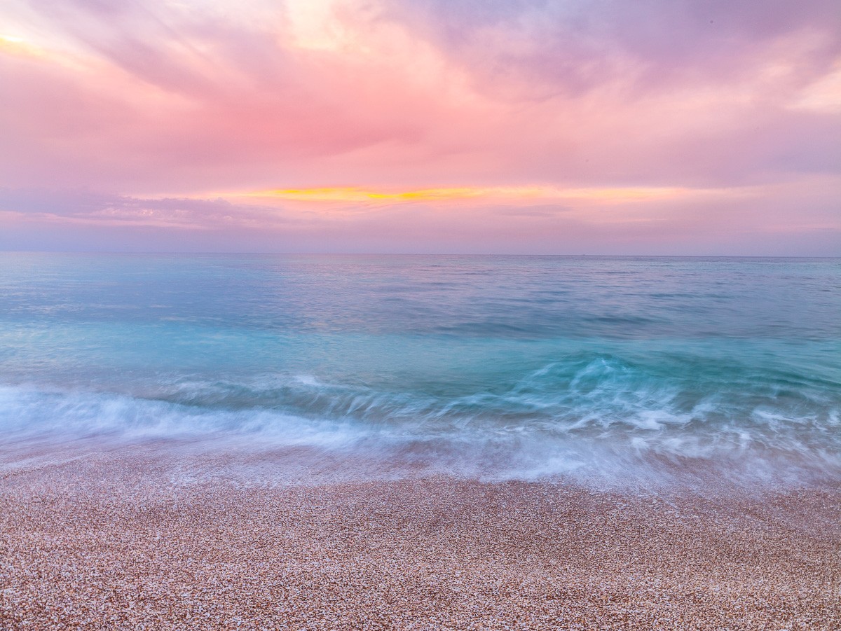 Konfiguration benutzen (Strand, Meer, Kiesel, Sonnenuntergang, Meeresbrise, Horizont, Wunschgröße, Fotokunst, Wohnzimmer, Badezimmer, Treppenhaus, bunt)