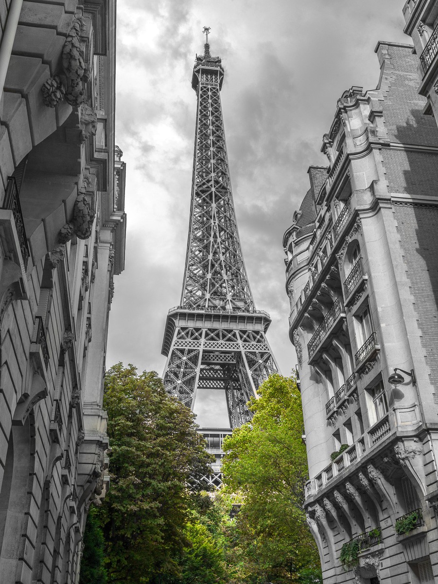 Konfiguration benutzen (Paris, Metropole, Eiffelturm, Wahrzeichen, Architektur, Perspektive, Colorspot, Wunschgröße, Fotokunst, Wohnzimmer, Treppenhaus, schwarz/weiß/grün)