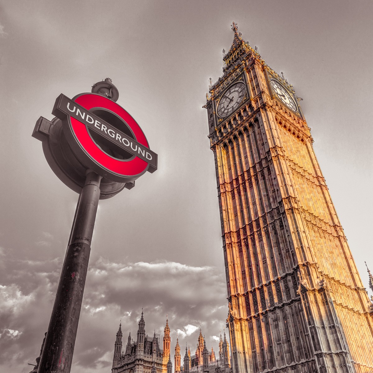 Konfiguration benutzen (Städte, Metropole, London, Architektur, Uhrturm, Turm, Untersicht, Perspektive, Wahrzeichen,  Wunschgröße, Fotokunst, Wohnzimmer, Treppenhaus, bunt)