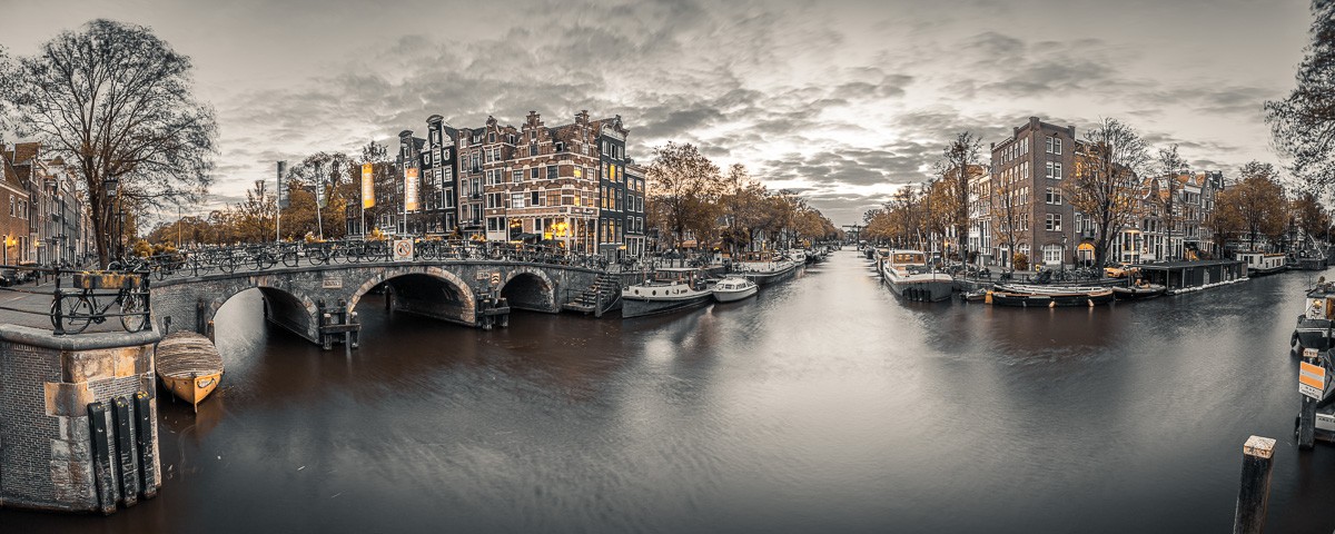 Konfiguration benutzen (Architektur,  Gebäude, Grachten, Kanäle, Amsterdam, Metropole, Niederlande, Abendstimmung, Wunschgröße, Fotokunst, Wohnzimmer, Treppenhaus, bunt)