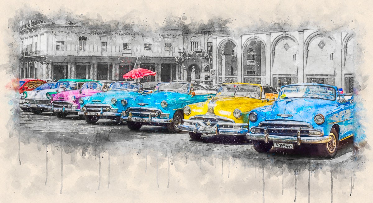 Konfiguration benutzen (Kuba, Havanna, Netropole, Oldtimmer, Straßenkreuzer, Wunschgröße, Fotokunst, Colorspot, Wohnzimmer, Treppenhaus, Jugendzimmer, schwarz/weiß, bunt)