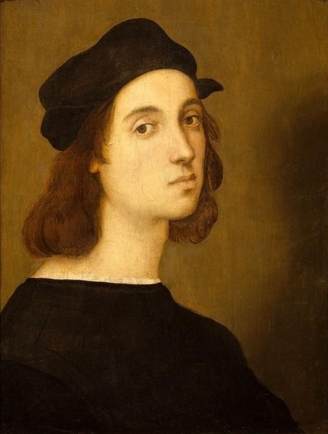 Raffael, Selbstbildnis (Architekt,Kopfbedeckung,Künstler,Kunst,Maler (Künstler),Mann,Mode,Selbstbildnis,Renaissance,Portrait,Italienische Kunst,Barett,Person,Junger Mann)