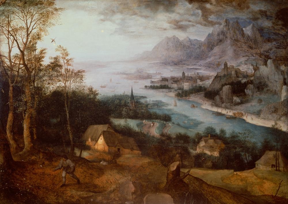 Pieter Brueghel der Ältere, Landschaft mit der Parabel vom Sämann (Landschaft, Landschaftsmalerei, Gleichnis, Ackerbau, Christentum, ,Neues Testament, Bibel, Sämann, Renaissance, Klassiker, Malerei, Wunschgröße, Wohnzimmer, bunt)