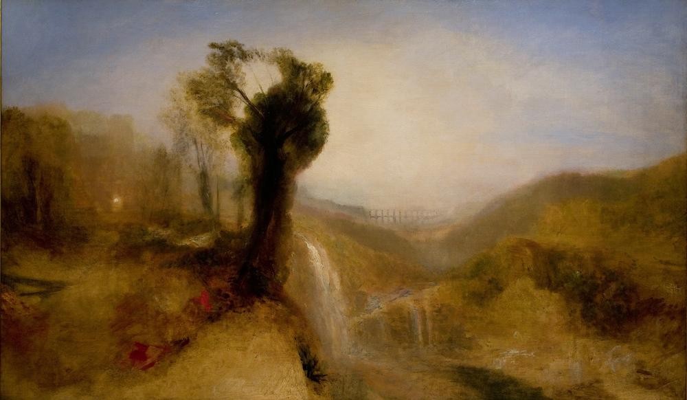 JOSEPH MALLORD WILLIAM TURNER, Southern Landscape with an Aqueduct and Waterfall (Aquädukt,Kunst,Landschaft,Wasserfall,Englische Kunst,Romantik)