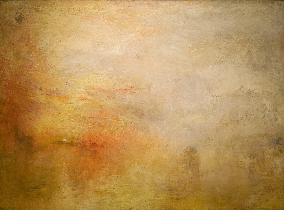 JOSEPH MALLORD WILLIAM TURNER, Sonnenuntergang über dem See (Kunst,Landschaft,Sonnenuntergang,Tageszeiten,Abend,See,Englische Kunst,Romantik,Abendrot)