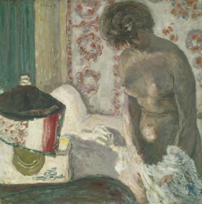 Pierre Bonnard, Akt mit Lampe (Aktmalerei, nackte Frau, Zimmer, Interieur, Tischlampe, Post-Impressionismus,  Wohnzimmer, Wunschgröße, Klassische Moderne,)