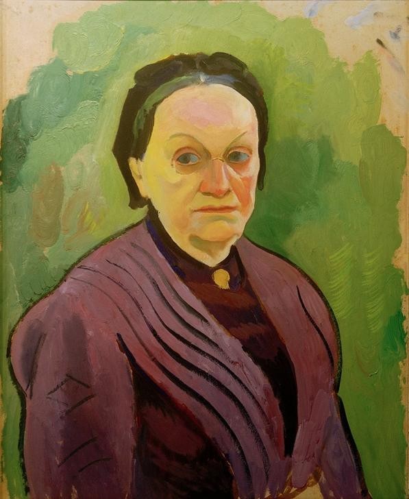 August Macke, Porträtstudie Katharina Koehler (Brille,Deutsche Kunst,Frau,Kunst,Mensch,Portrait,Expressionismus,Der Blaue Reiter,Kleid,Alte Frau,Privatsammlung,Lila,Blick (Allgemein))