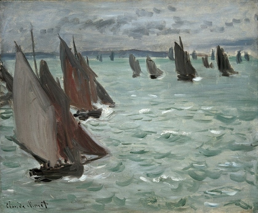 Claude Monet, Voillers en Mer (Landschaft,Segeln,Sport,Meer,Impressionismus,Segelboot,Regatta,Französische Kunst)