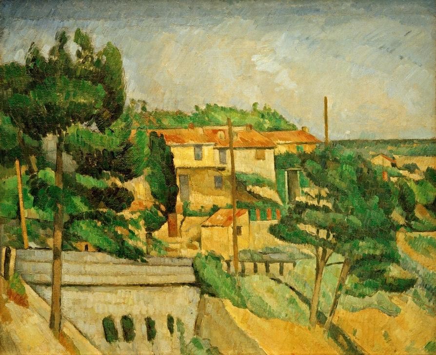 Paul Cézanne, Le viaduc à L’Estaque (Eisenbahnbrücke,Eisenbahn,Kunst,Landschaft,Verkehr,Impressionismus,Viadukt,Französische Kunst,Verkehrsbauten)