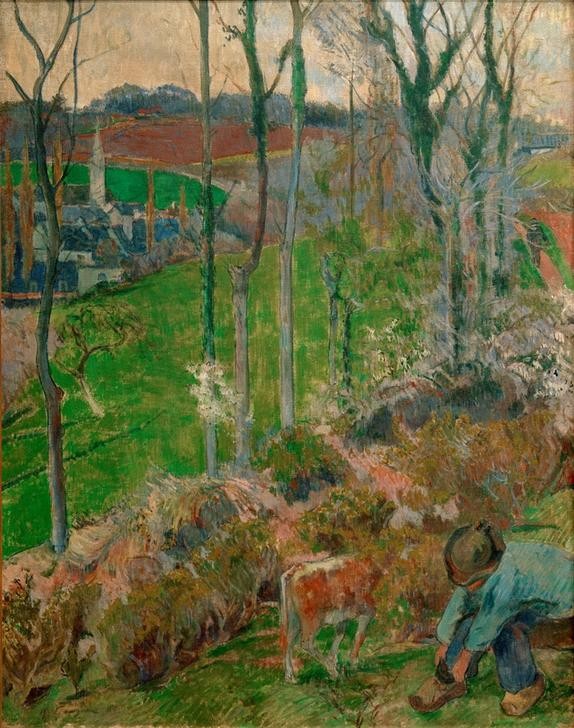Paul Gauguin, Paysage à Pont-Aven, Bretagne (Kunst,Landschaft,Hirte,Französische Kunst,Knabe,Landleben,Tier,Holzschuhe,Landbevölkerung,Synthetismus,Schule Von Pont-Aven,Land Und Leute)