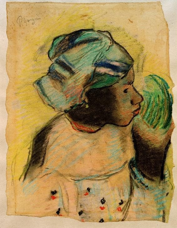 Paul Gauguin, Tête de femme, Martinique (Farbige,Frau,Völkerkunde,Portrait,Schwarze,Französische Kunst,Profil,Schule Von Pont-Aven,Land Und Leute,Kopftuch)