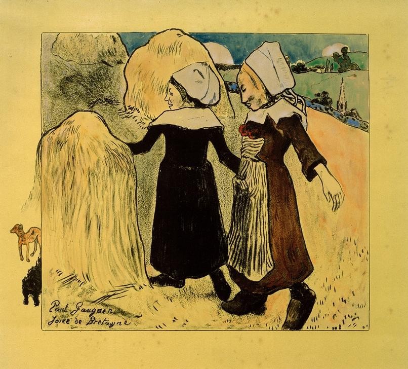 Paul Gauguin, Suite Volpini: Joies de Bretagne (Freuden der Bretagne) (Frau,Kunst,Tracht,Volkskunde,Haube,Schürze,Französische Kunst,Landleben,Frauenleben,Landbevölkerung,Garbe,Synthetismus,Schule Von Pont-Aven,Land Und Leute)