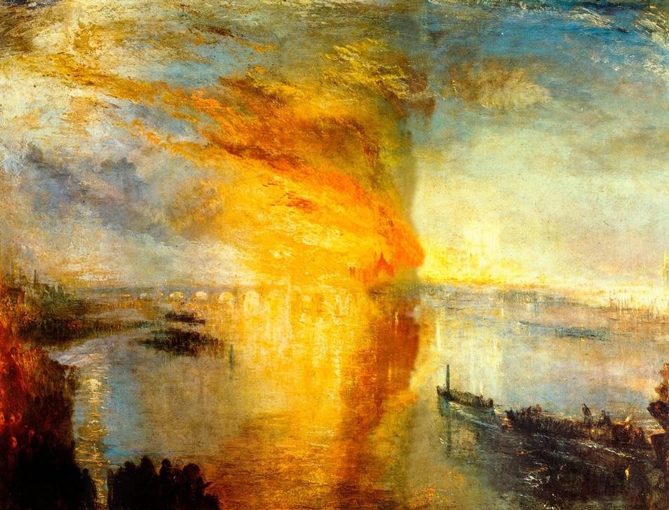 JOSEPH MALLORD WILLIAM TURNER, The Burning of the Houses of Parliament (Kunst)