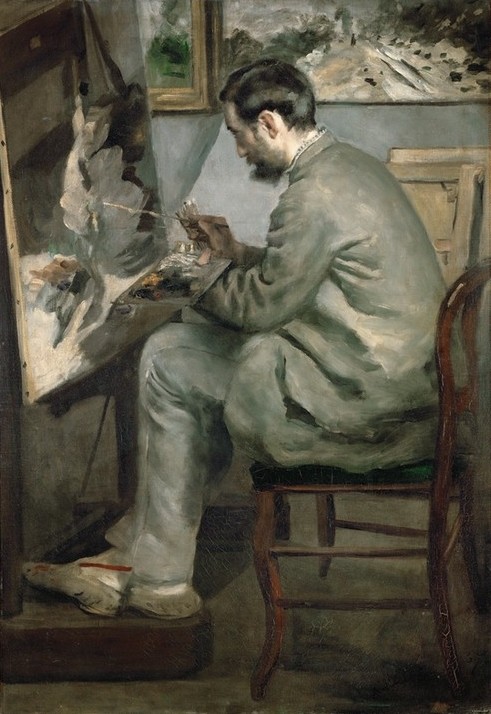 Pierre-Auguste Renoir, Le heron aux ailes deployees (Staffelei, Frederic Bazille, Maler, Künstler, Interieur, Atelier, Impressionismus, klassische Moderne, Wunschgröße, Wohnzimmer, Malerei)